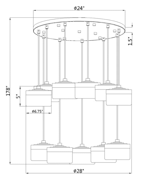 Chandelier Z-Lite 827P6-11R-MB-LED Matte Black Renaud 11 Light Chandelier Z-Lite