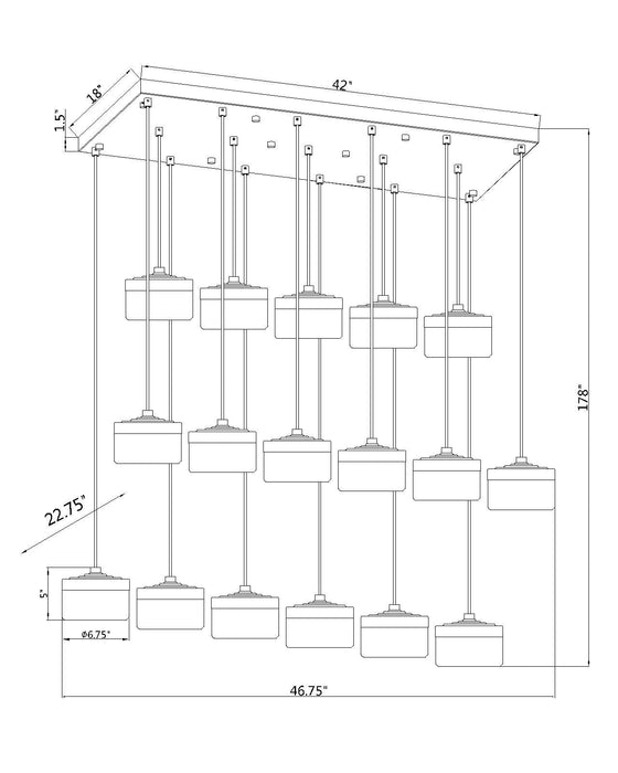 Linear Chandelier Z-Lite 827P6-17L-MGLD-LED Modern Gold Renaud 17 Light Linear Chandelier Z-Lite