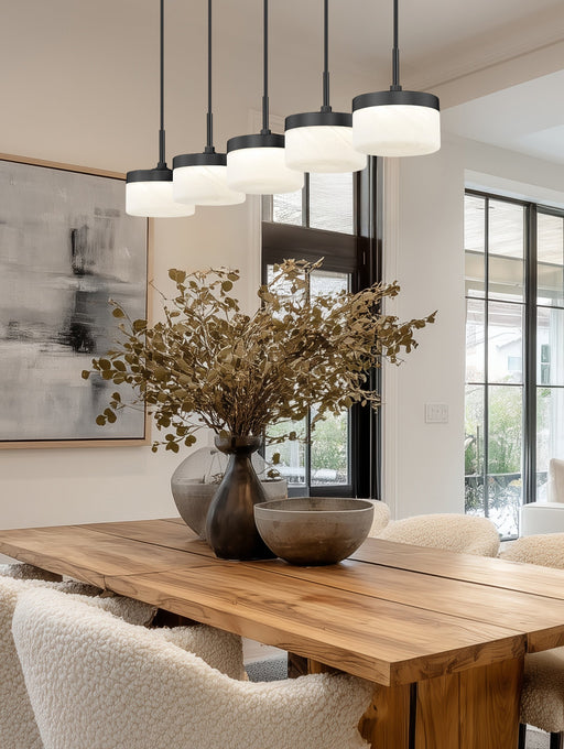 Linear Chandelier Z-Lite 827P6-5L-MB-LED Matte Black Renaud 5 Light Linear Chandelier Z-Lite