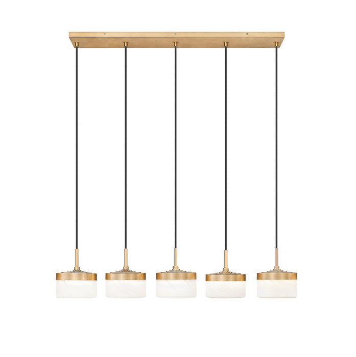 Linear Chandelier Z-Lite 827P6-5L-MGLD-LED Modern Gold Renaud 5 Light Linear Chandelier Z-Lite