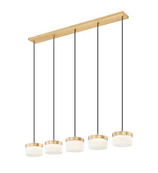Linear Chandelier Z-Lite 827P6-5L-MGLD-LED Modern Gold Renaud 5 Light Linear Chandelier Z-Lite
