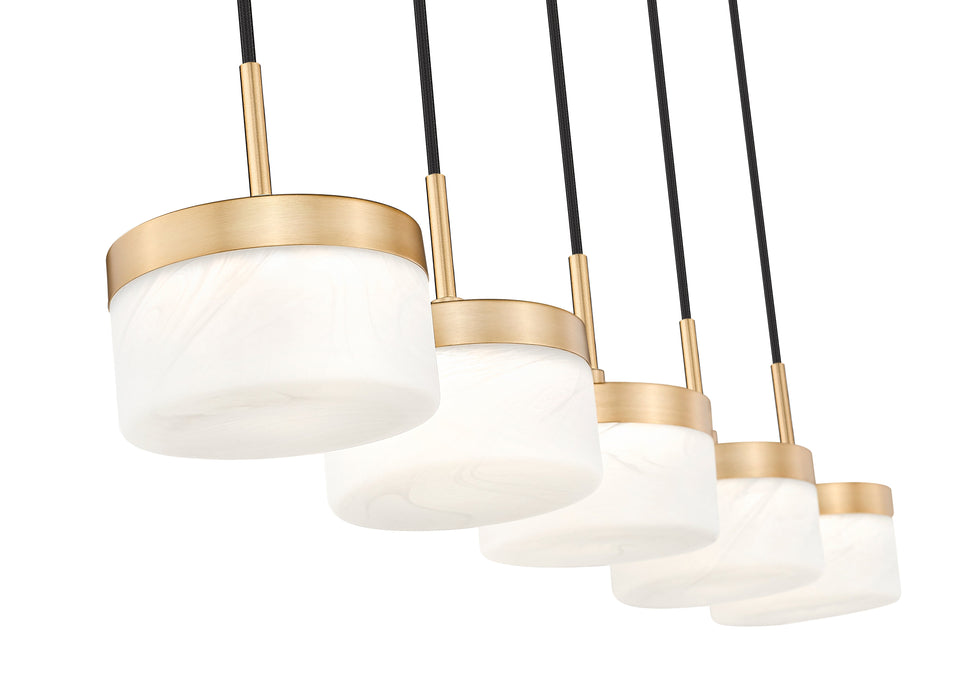 Linear Chandelier Z-Lite 827P6-5L-MGLD-LED Modern Gold Renaud 5 Light Linear Chandelier Z-Lite