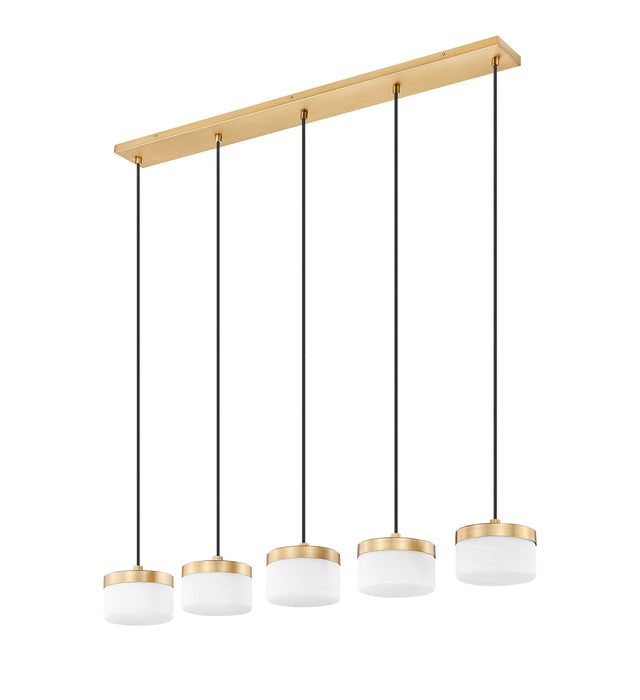 Linear Chandelier Z-Lite 827P6-5L-MGLD-LED Modern Gold Renaud 5 Light Linear Chandelier Z-Lite