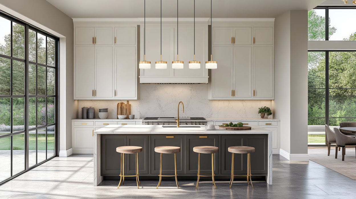 Linear Chandelier Z-Lite 827P6-5L-MGLD-LED Modern Gold Renaud 5 Light Linear Chandelier Z-Lite