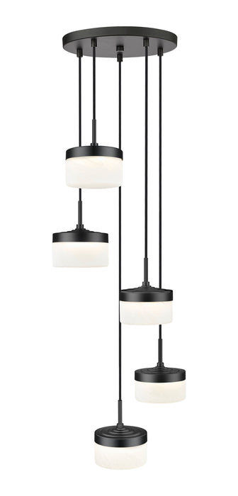 Chandelier Z-Lite 827P6-5R-MB-LED Matte Black Renaud 5 Light Chandelier Z-Lite