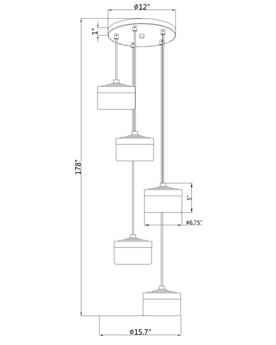 Chandelier Z-Lite 827P6-5R-MB-LED Matte Black Renaud 5 Light Chandelier Z-Lite