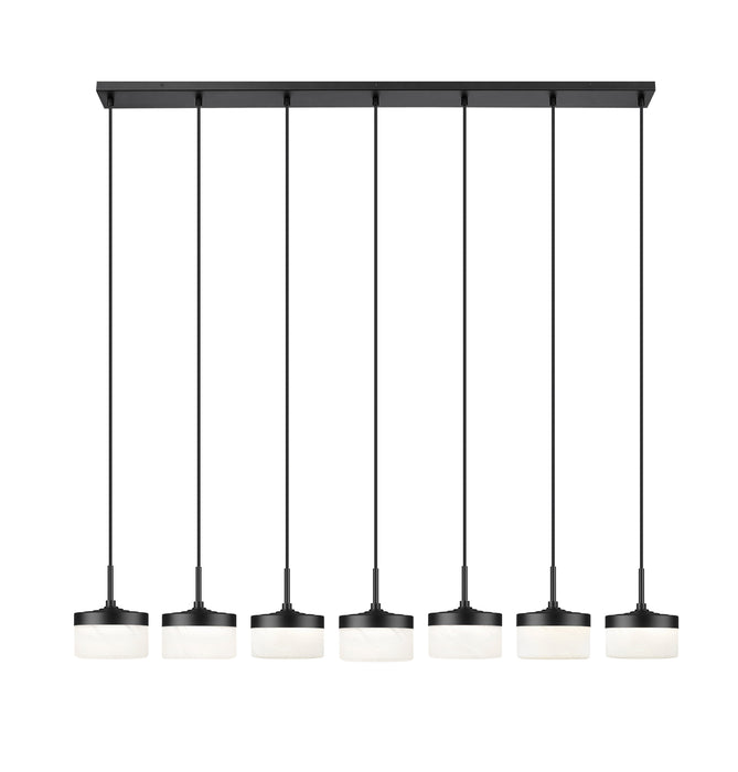 Linear Chandelier Z-Lite 827P6-7L-MB-LED Matte Black Renaud 7 Light Linear Chandelier Z-Lite