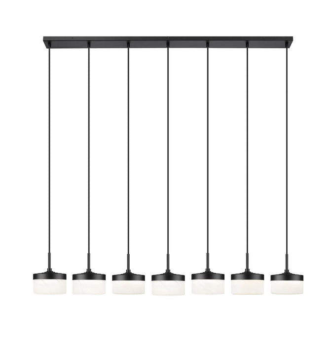 Linear Chandelier Z-Lite 827P6-7L-MB-LED Matte Black Renaud 7 Light Linear Chandelier Z-Lite