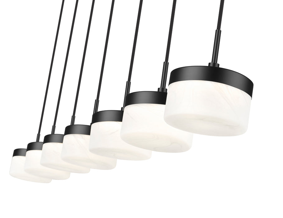Linear Chandelier Z-Lite 827P6-7L-MB-LED Matte Black Renaud 7 Light Linear Chandelier Z-Lite