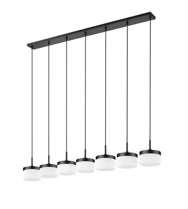 Linear Chandelier Z-Lite 827P6-7L-MB-LED Matte Black Renaud 7 Light Linear Chandelier Z-Lite