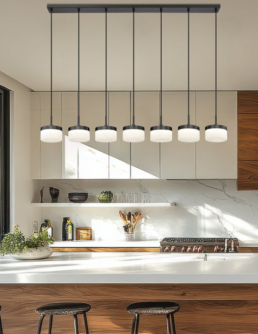 Linear Chandelier Z-Lite 827P6-7L-MB-LED Matte Black Renaud 7 Light Linear Chandelier Z-Lite