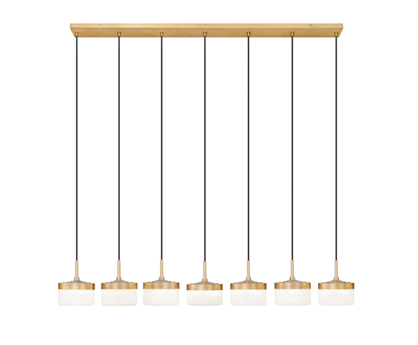 Linear Chandelier Z-Lite 827P6-7L-MGLD-LED Modern Gold Renaud 7 Light Linear Chandelier Z-Lite