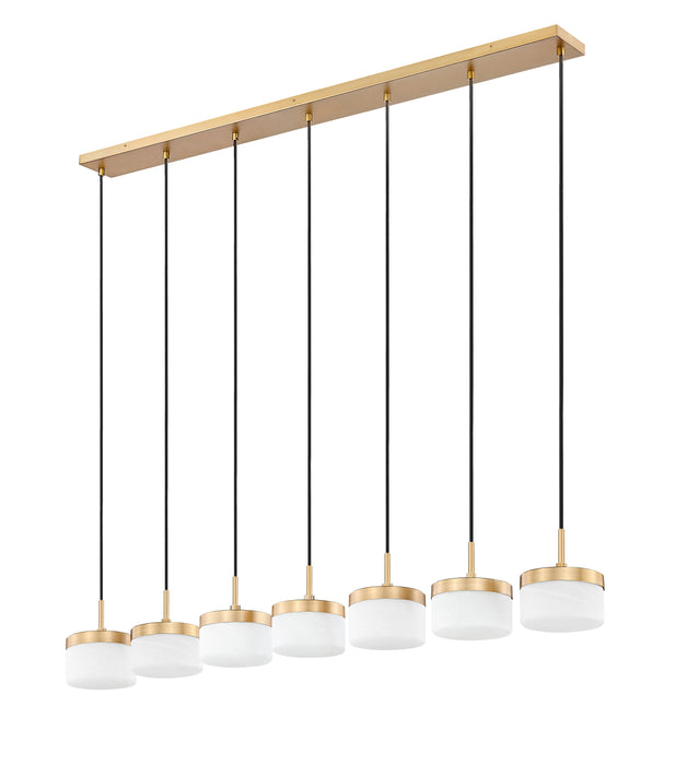 Linear Chandelier Z-Lite 827P6-7L-MGLD-LED Modern Gold Renaud 7 Light Linear Chandelier Z-Lite