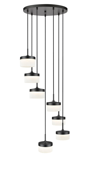 Chandelier Z-Lite 827P6-7R-MB-LED Matte Black Renaud 7 Light Chandelier Z-Lite