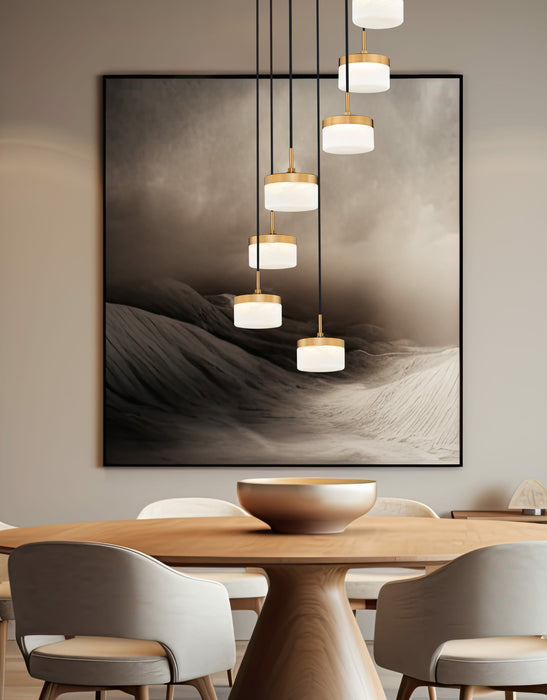 Chandelier Z-Lite 827P6-7R-MGLD-LED Modern Gold Renaud 7 Light Chandelier Z-Lite