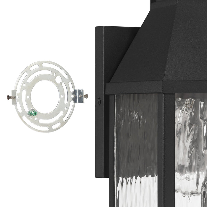 Exterior Wall Sconce Thesis 207757A Glencrest 14 inch 1 light Textured Black Exterior Wall Sconce with Clear Water Glass THESIS