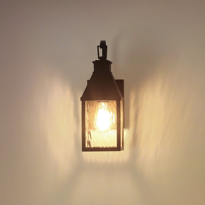 Exterior Wall Sconce Thesis 207757A Glencrest 14 inch 1 light Textured Black Exterior Wall Sconce with Clear Water Glass THESIS