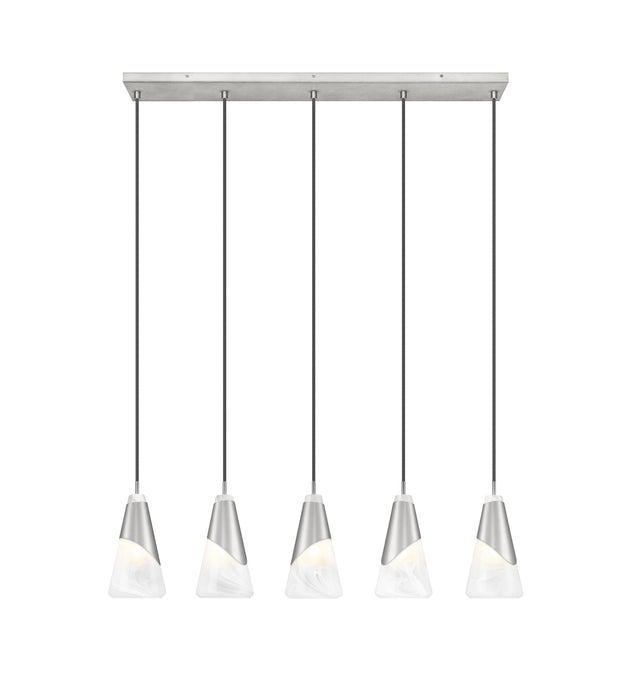 Linear Chandelier Z-Lite 828P6-5L-BN Brushed Nickel Aimie 5 Light Linear Chandelier Z-Lite