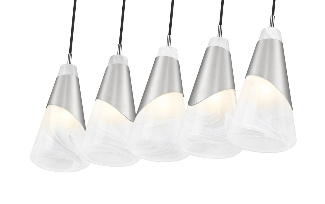 Linear Chandelier Z-Lite 828P6-5L-BN Brushed Nickel Aimie 5 Light Linear Chandelier Z-Lite