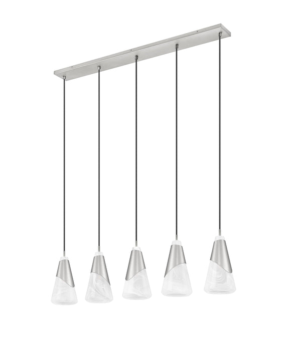 Linear Chandelier Z-Lite 828P6-5L-BN Brushed Nickel Aimie 5 Light Linear Chandelier Z-Lite