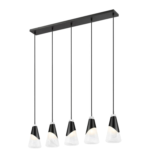 Linear Chandelier Z-Lite 828P6-5L-MB Matte Black Aimie 5 Light Linear Chandelier Z-Lite