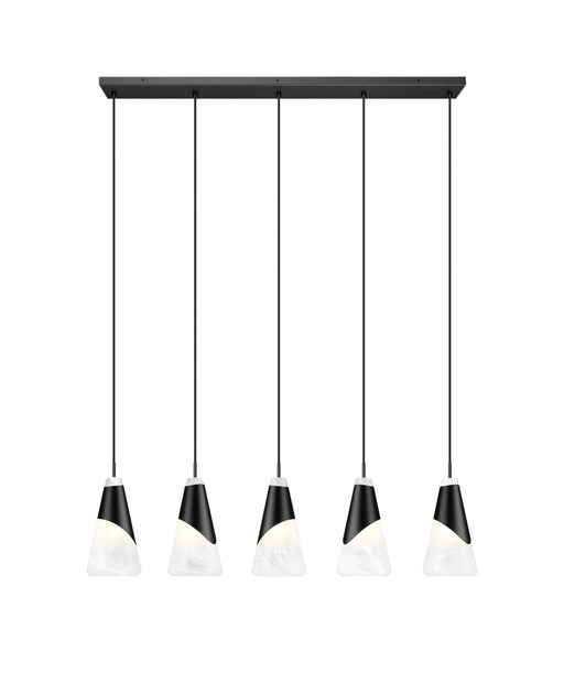 Linear Chandelier Z-Lite 828P6-5L-MB Matte Black Aimie 5 Light Linear Chandelier Z-Lite