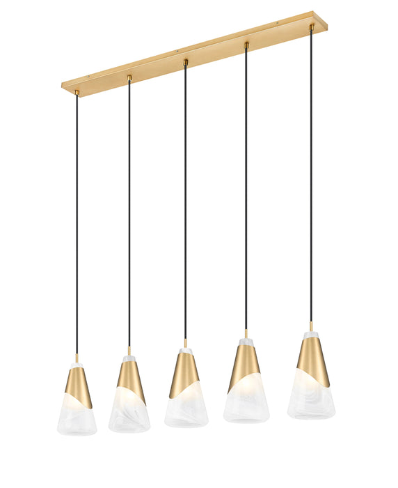 Linear Chandelier Z-Lite 828P6-5L-MGLD Modern Gold Aimie 5 Light Linear Chandelier Z-Lite