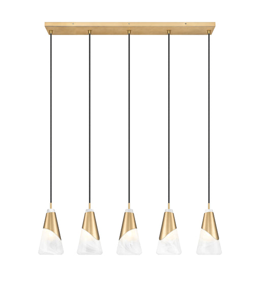 Linear Chandelier Z-Lite 828P6-5L-MGLD Modern Gold Aimie 5 Light Linear Chandelier Z-Lite
