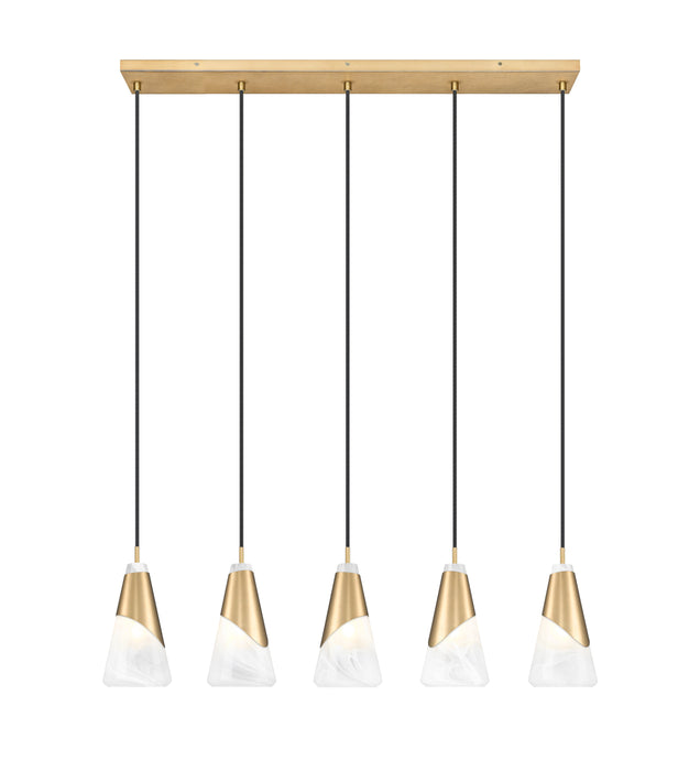 Linear Chandelier Z-Lite 828P6-5L-MGLD Modern Gold Aimie 5 Light Linear Chandelier Z-Lite
