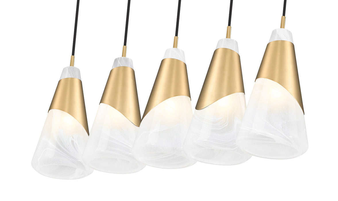 Linear Chandelier Z-Lite 828P6-5L-MGLD Modern Gold Aimie 5 Light Linear Chandelier Z-Lite
