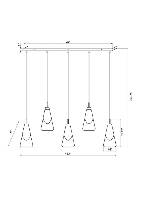 Linear Chandelier Z-Lite 828P6-5L-MGLD Modern Gold Aimie 5 Light Linear Chandelier Z-Lite