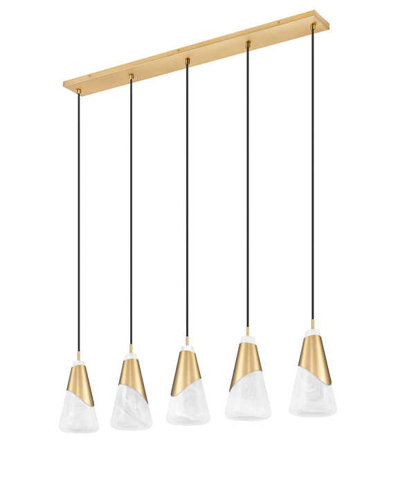 Linear Chandelier Z-Lite 828P6-5L-MGLD Modern Gold Aimie 5 Light Linear Chandelier Z-Lite