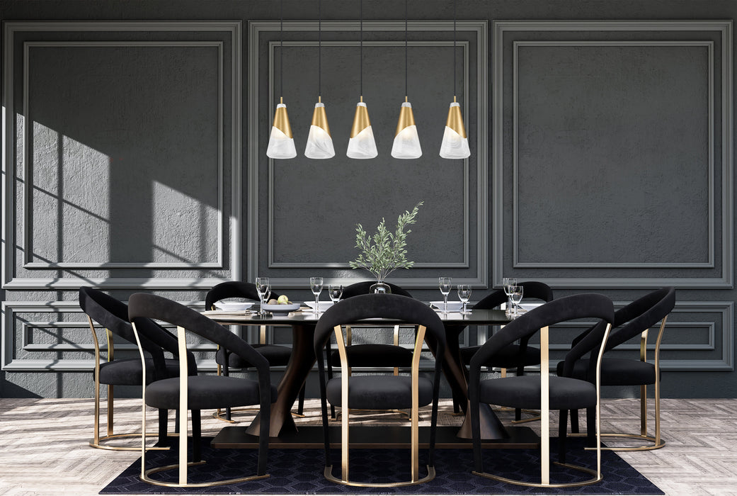 Linear Chandelier Z-Lite 828P6-5L-MGLD Modern Gold Aimie 5 Light Linear Chandelier Z-Lite