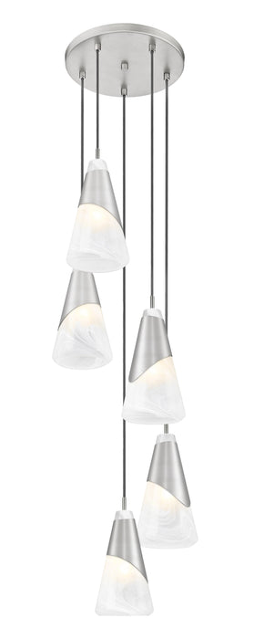 Chandelier Z-Lite 828P6-5R-BN Brushed Nickel Aimie 5 Light Chandelier Z-Lite