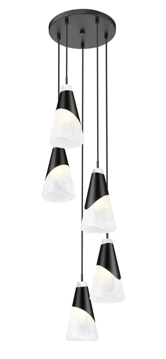 Chandelier Z-Lite 828P6-5R-MB Matte Black Aimie 5 Light Chandelier Z-Lite