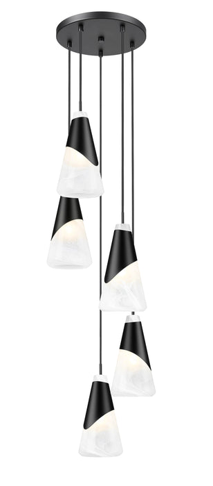 Chandelier Z-Lite 828P6-5R-MB Matte Black Aimie 5 Light Chandelier Z-Lite