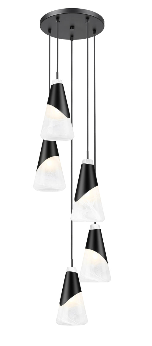 Chandelier Z-Lite 828P6-5R-MB Matte Black Aimie 5 Light Chandelier Z-Lite
