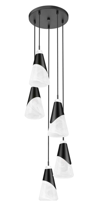 Chandelier Z-Lite 828P6-5R-MB Matte Black Aimie 5 Light Chandelier Z-Lite