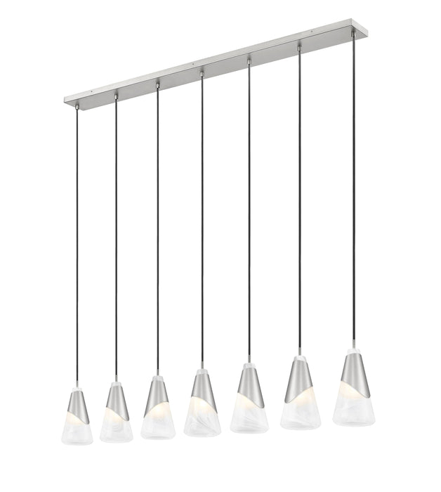 Linear Chandelier Z-Lite 828P6-7L-BN Brushed Nickel Aimie 7 Light Linear Chandelier Z-Lite