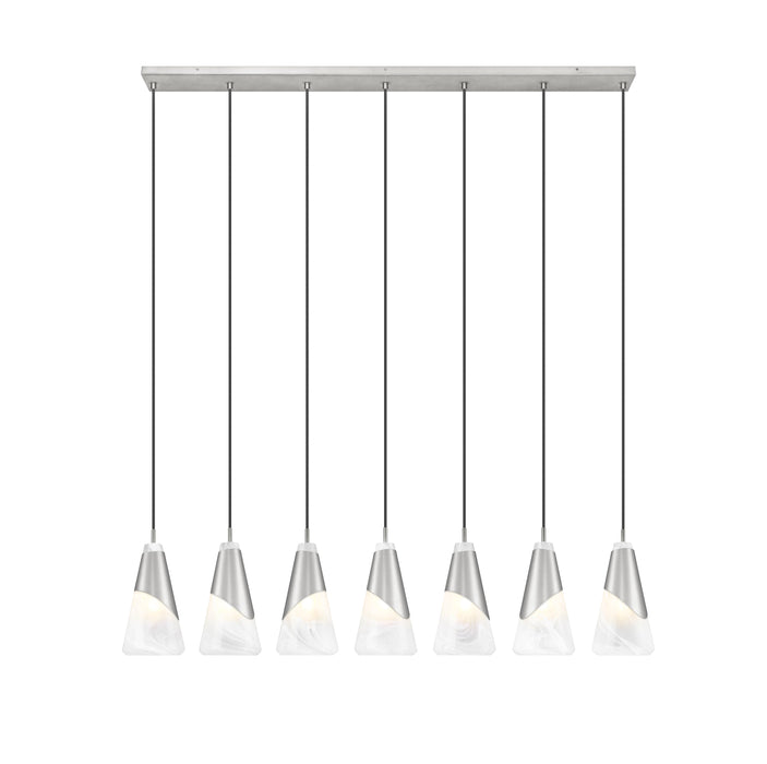 Linear Chandelier Z-Lite 828P6-7L-BN Brushed Nickel Aimie 7 Light Linear Chandelier Z-Lite