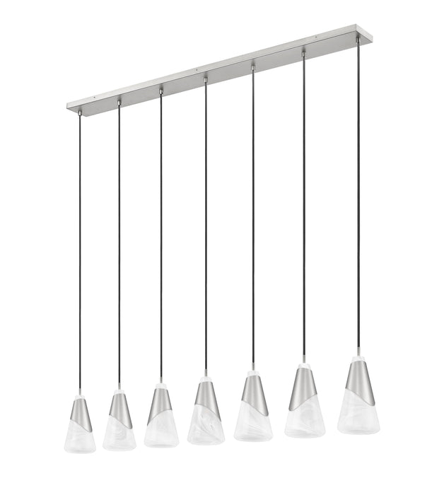 Linear Chandelier Z-Lite 828P6-7L-BN Brushed Nickel Aimie 7 Light Linear Chandelier Z-Lite