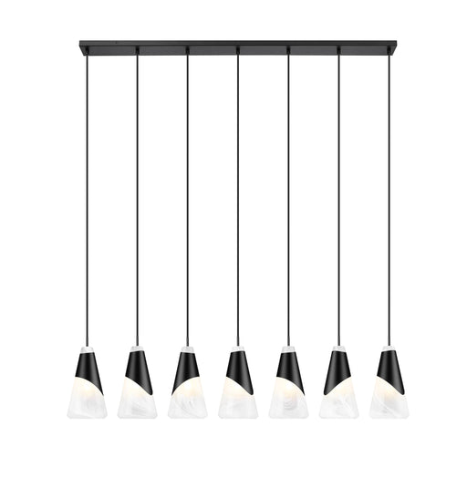Linear Chandelier Z-Lite 828P6-7L-MB Matte Black Aimie 7 Light Linear Chandelier Z-Lite