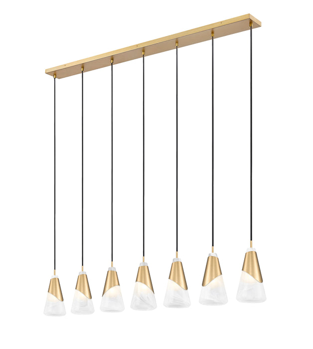 Linear Chandelier Z-Lite 828P6-7L-MGLD Modern Gold Aimie 7 Light Linear Chandelier Z-Lite