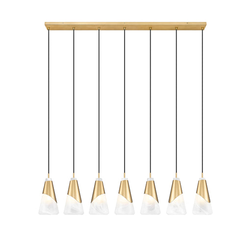 Linear Chandelier Z-Lite 828P6-7L-MGLD Modern Gold Aimie 7 Light Linear Chandelier Z-Lite