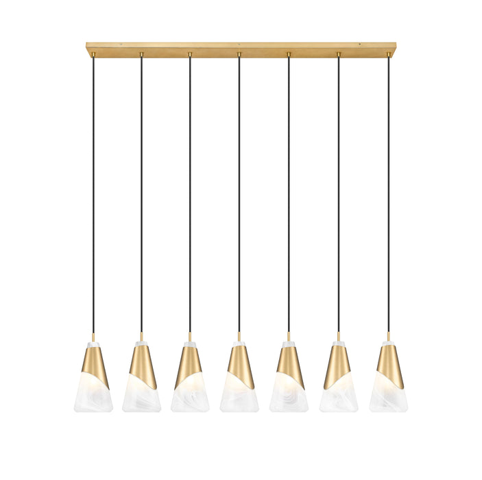Linear Chandelier Z-Lite 828P6-7L-MGLD Modern Gold Aimie 7 Light Linear Chandelier Z-Lite