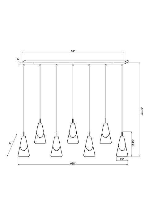 Linear Chandelier Z-Lite 828P6-7L-MGLD Modern Gold Aimie 7 Light Linear Chandelier Z-Lite
