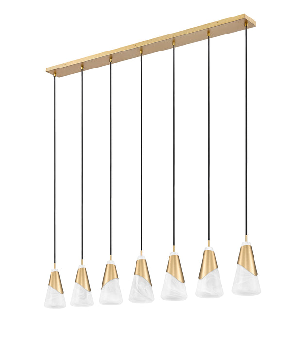 Linear Chandelier Z-Lite 828P6-7L-MGLD Modern Gold Aimie 7 Light Linear Chandelier Z-Lite