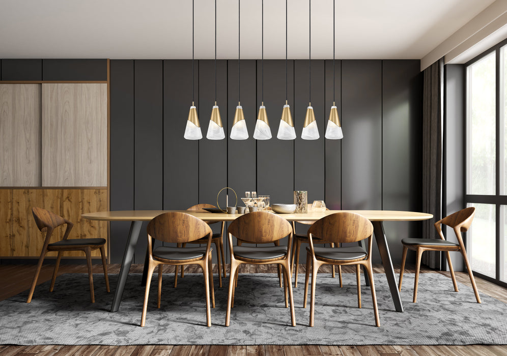 Linear Chandelier Z-Lite 828P6-7L-MGLD Modern Gold Aimie 7 Light Linear Chandelier Z-Lite