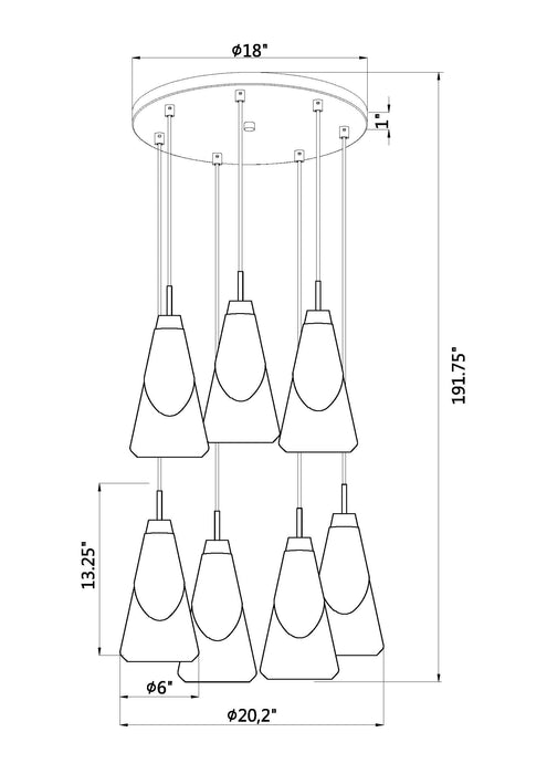 Chandelier Z-Lite 828P6-7R-BN Brushed Nickel Aimie 7 Light Chandelier Z-Lite
