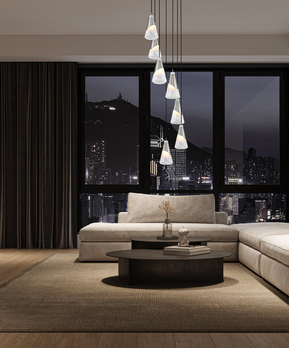 Chandelier Z-Lite 828P6-7R-BN Brushed Nickel Aimie 7 Light Chandelier Z-Lite